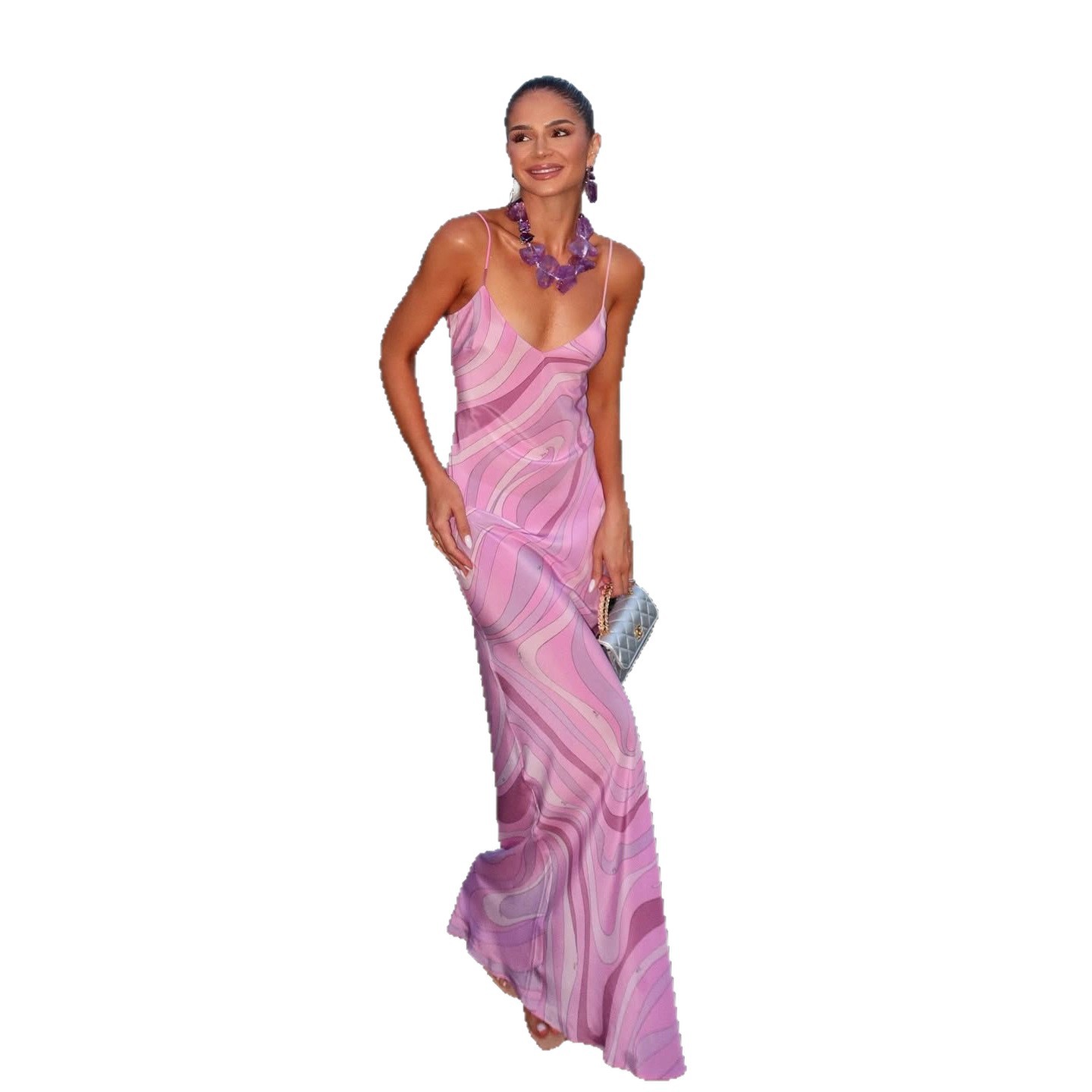 Womens Sexy Floral Print Split Maxi Dress Stylish Minimalist Design Perfect for Autumn Occasions Wholesale Available