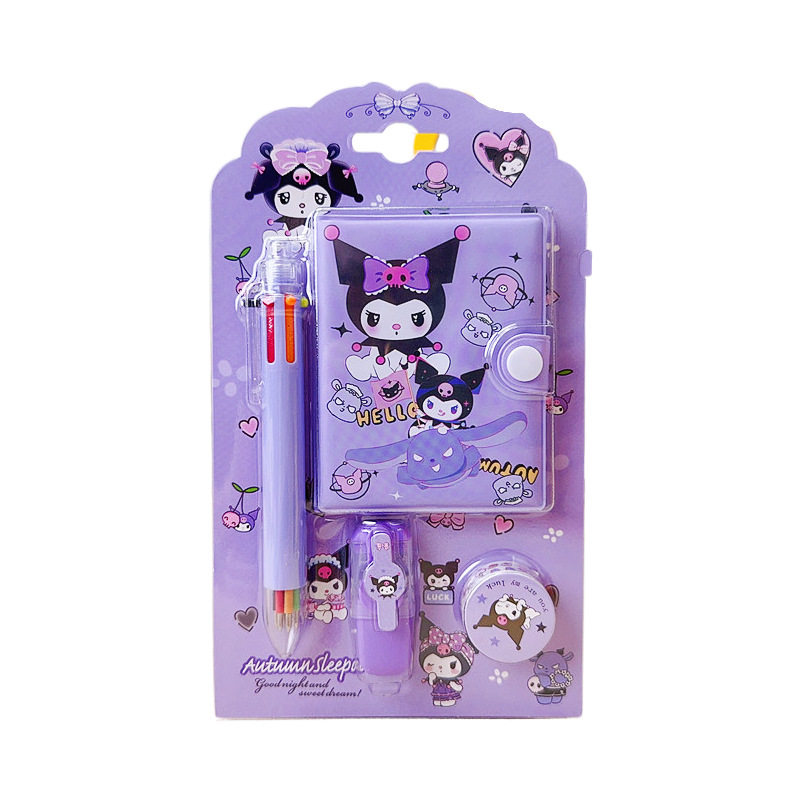 Student Stationery Sanrio Hand Account suit Mini Hand Account Book Six Color Ballpoint Pen Tape Highlighter Pen Combination Supplies