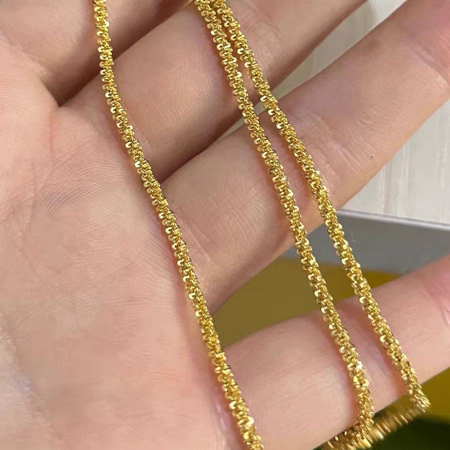 钛钢不掉色M扣蛇骨链2024新款项链女简约颈链百搭通勤素链锁骨链