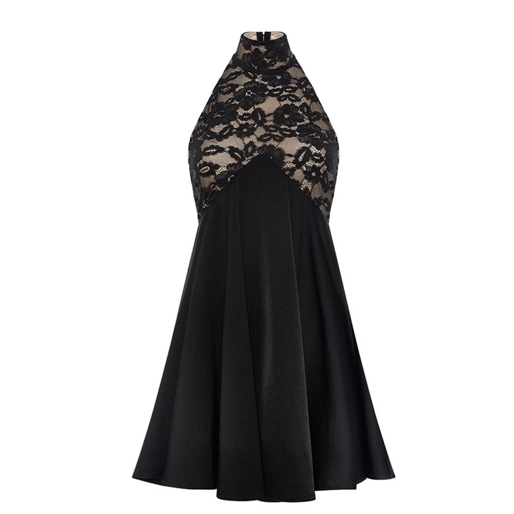 Lace Trimmed Halter Neck Bodycon Dress Sleeveless Backless Short Length Elegant Evening Wear OEM Available