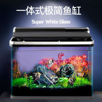 Fish Tank Aquarium Living Room Desktop Glass Fish Tank Office with Light Filter Water Pump