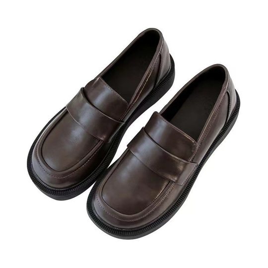 Thick-soled loafers women's small leather shoes 2024 spring and autumn new Korean style versatile retro single-layer shoes with soft sole