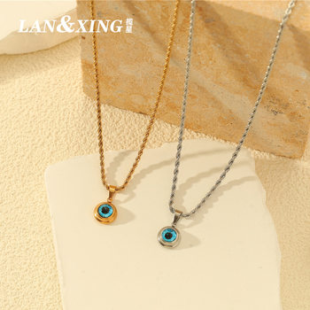 New Devil's Eye Blue Pendant Necklace Men's European and American Fashion Niche Design High-End Clavicle Chain Women's Accessories
