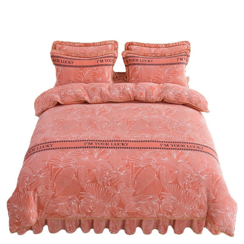 Autumn and Winter Thickened High-Weight Milk Velvet Bed Sheetss Four-Piece Set Winter Double-Sided Velvet Duvet Cover Three-Piece Set Wholesale Dropshipping