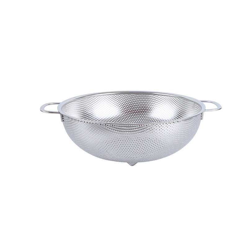 Double-ear draining basket stainless steel rice washing basin kitchen household fruit and vegetable storage basket round vegetable washing basin rice washing sieve