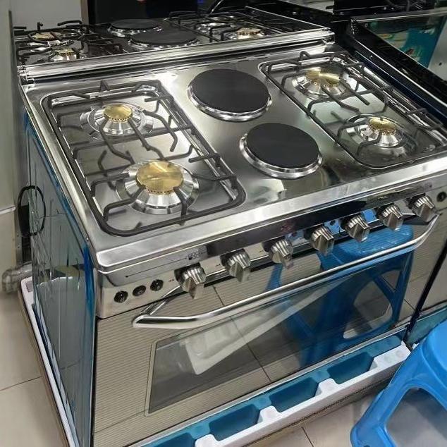 Four 4 gas two 2 electric burner stove stove with oven one-piece upright 900mm