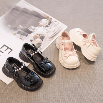 Children's Leather Shoes Shoes 2024 Spring and Autumn New Soft Sole Girls Small Leather Shoes Casual Pearl Baby Girl Spring and Autumn Shoes