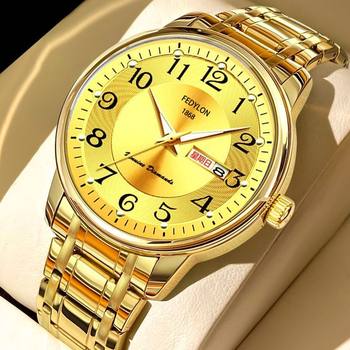 Fotiron men's new automatic mechanical watch steel band for the elderly luminous waterproof large digital quartz watch