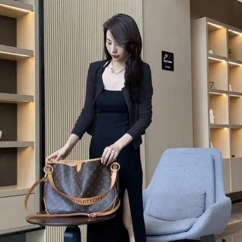 Early Autumn suit Women's Fashion 2024 New Thin Cardigan Jacket Hanging Neck Slim-fit Split dress Two-piece Set