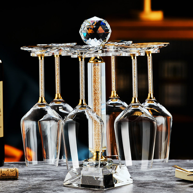 High-End Red Wine Glasses for Home Use, Luxurious Crystal Burgundy Goblets, Wine Glass Set with Gold-Plated Rotating Decanter