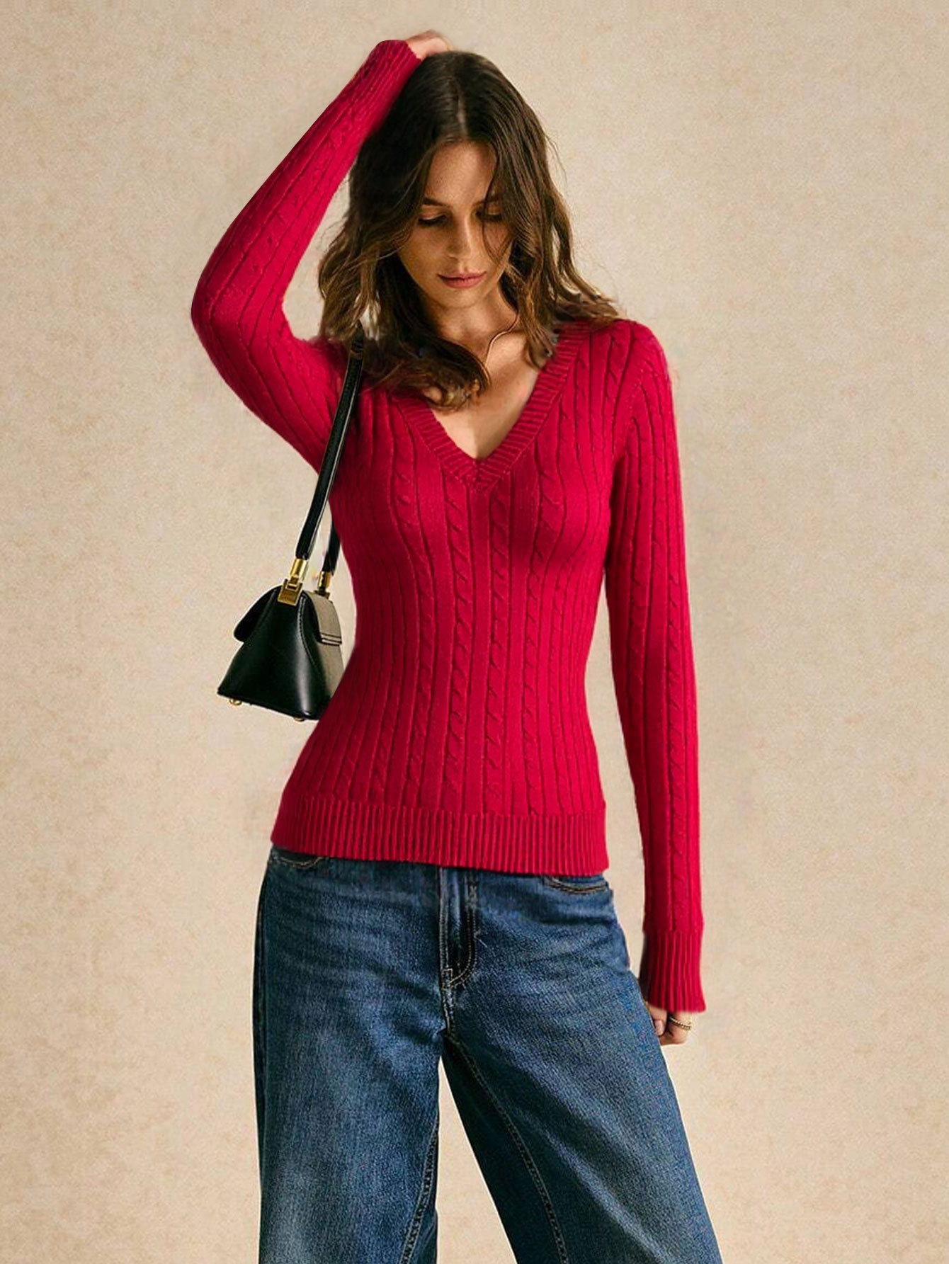 Vintage Inspired V Neck Sweater Slim Fit Long Sleeve Striped Lightweight Fabric Spring Summer Unisex Style