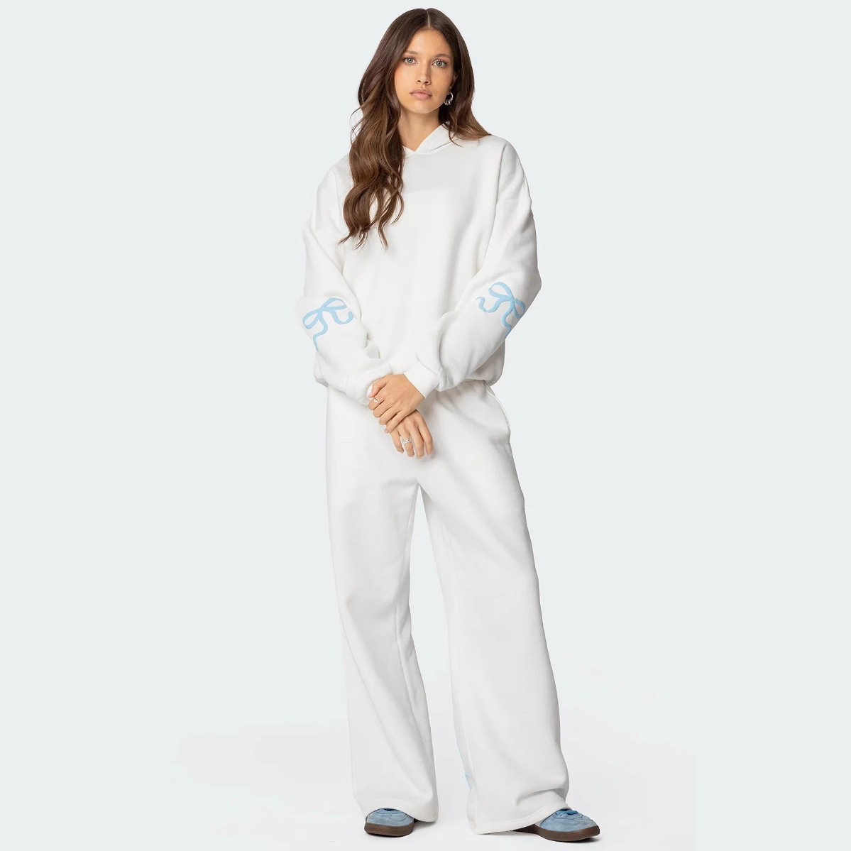 秋冬新款跨境欧美圆领长袖宽松加厚卫衣女装时尚休闲阔腿裤套装