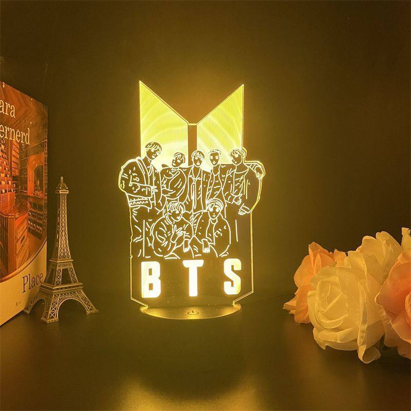 Usb night light BTS bulletproof youth group photo logo fans should help the surrounding colorful standing brand atmosphere light surrounding
