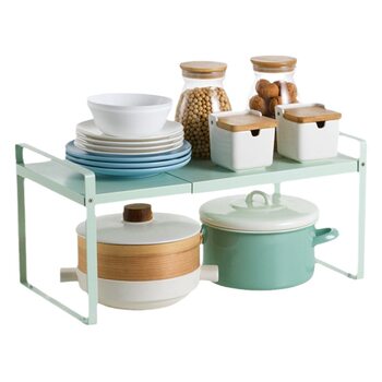 Retractable Kitchen Shelf Countertop Cabinet Partition Layered Shelf Cabinet Inner Seasoning Storage Pot Rack Desktop Small Shelf