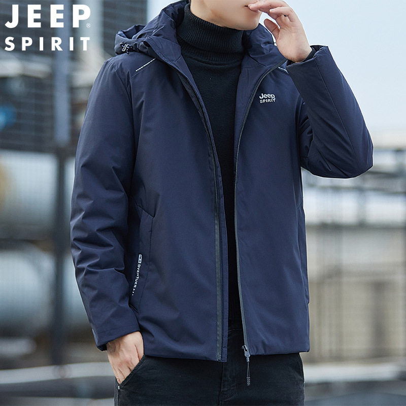 JEEP SPIRIT down jacket men's short all-match down jacket winter fashion hooded jacket trendy HL7174
