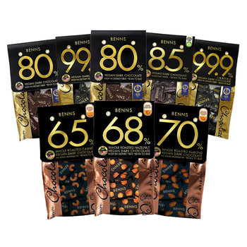 Beness 68% Dark Chocolate Beness Nut Cocoa Butter Whole Nuts Almond Hazelnut 138g