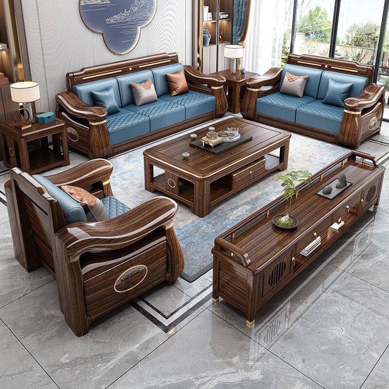 New Chinese style ebony wood all solid wood sofa combination...