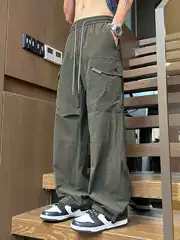 Overalls Men's American Summer Thin Loose Straight Casual Pants Men's New Wide Leg Pants Wholesale Trend