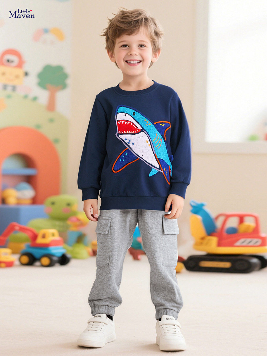 Hoodie Anak Laki-laki Kartun Musim Gugur, Atasan Anak Katun Bergaya, Grosir Pakaian Anak