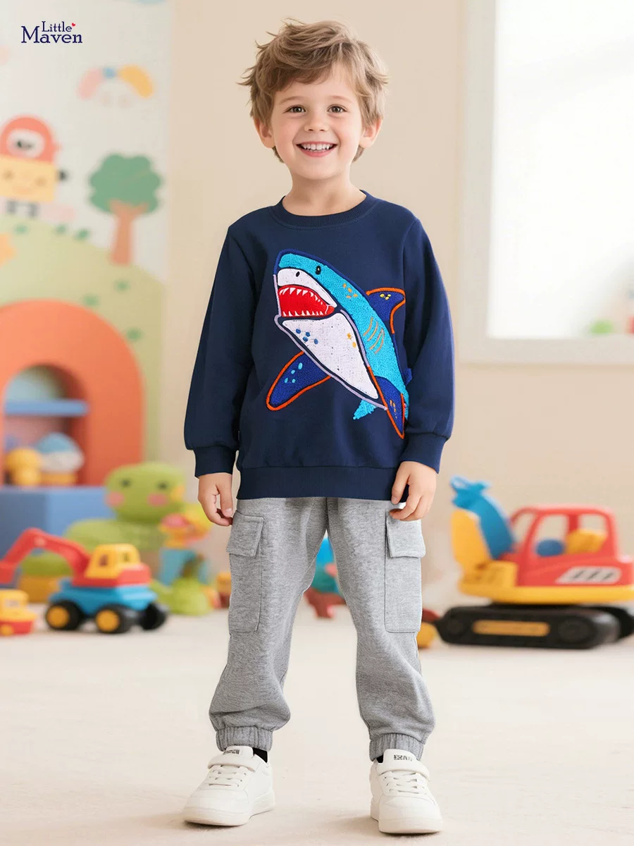 Hoodie Anak Laki-laki Kartun Musim Gugur, Atasan Anak Katun Bergaya, Grosir Pakaian Anak