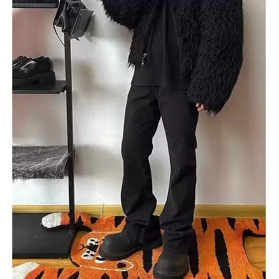 European and American High Street Ins Same Style RO Wind Wide Leg Battle Damaged Washed Flared Stacked Drag Floor Jeans Trousers