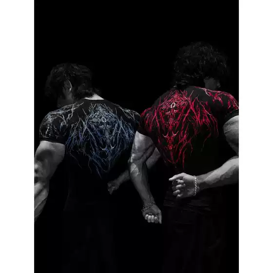 2026 American Trendy Brand Men's T-Shirt Sports Fitness Quick-Drying Breathable Elastic Compression Short-Sleeved Shirt