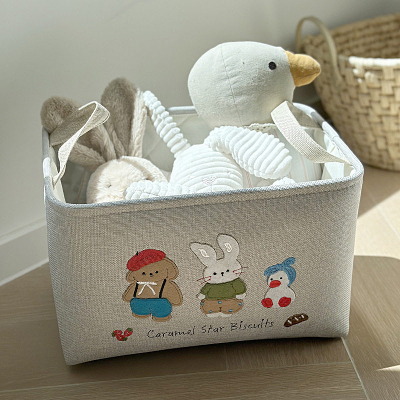 Cartoon Fabric Thickened Storage Basket Home Wardrobe Clothing Storage Box Student Children's Room Dormitory Car Snack Basket