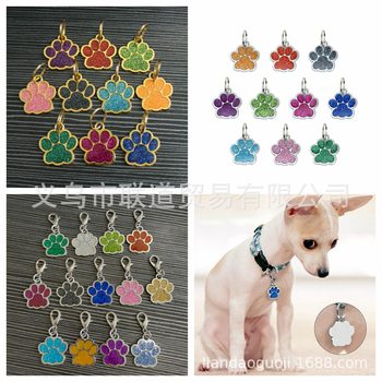 DIY jewelry accessories (25*27mm) bright powder dog footprints pet dog tag pendant accessories