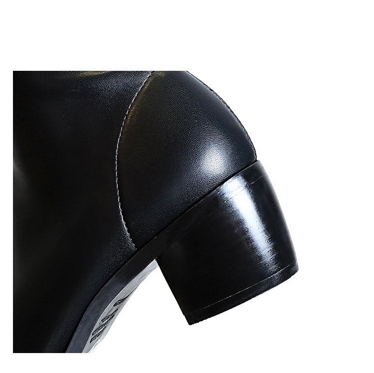 Boot nữ cổ cao quá gối gót vuông mũi nhọn phong cách thanh lịch — Màu cà phê, Màu đen, Màu Kaki