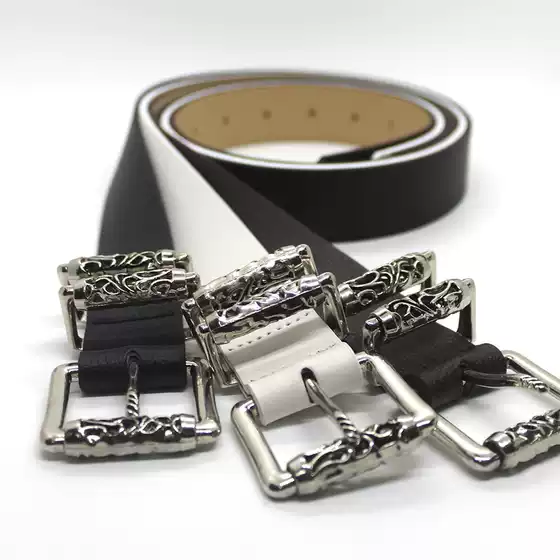 New Silver Alloy Engraved Roller Hollow Croc Pin Buckle Punk High Street Unisex Fashion Trend Factory Belt