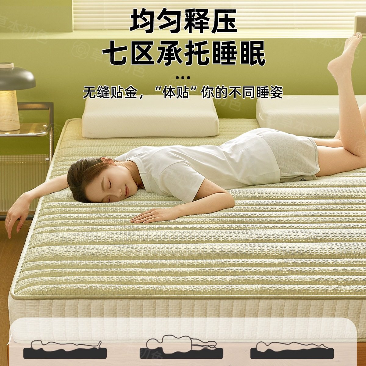 Household Latex Mattress Cushion Bedroom Single and Double Memory Foam Mattress Cover for Student Dormitory Rental