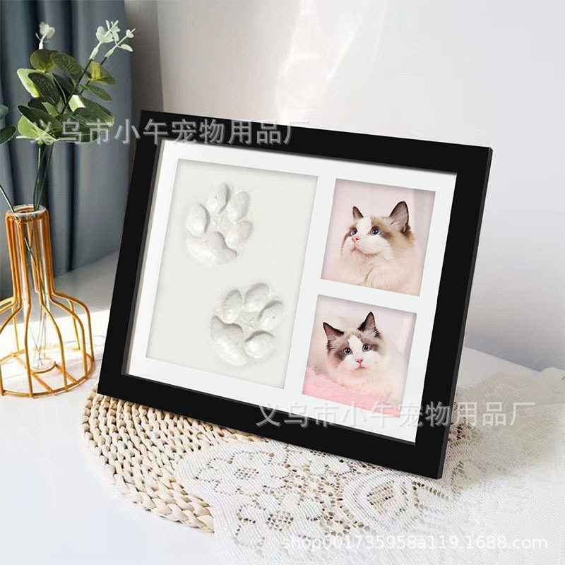 Pet paw print photo frame dog cat footprints commemorative inkpad table photo frame baby hand and foot print photo frame wholesale