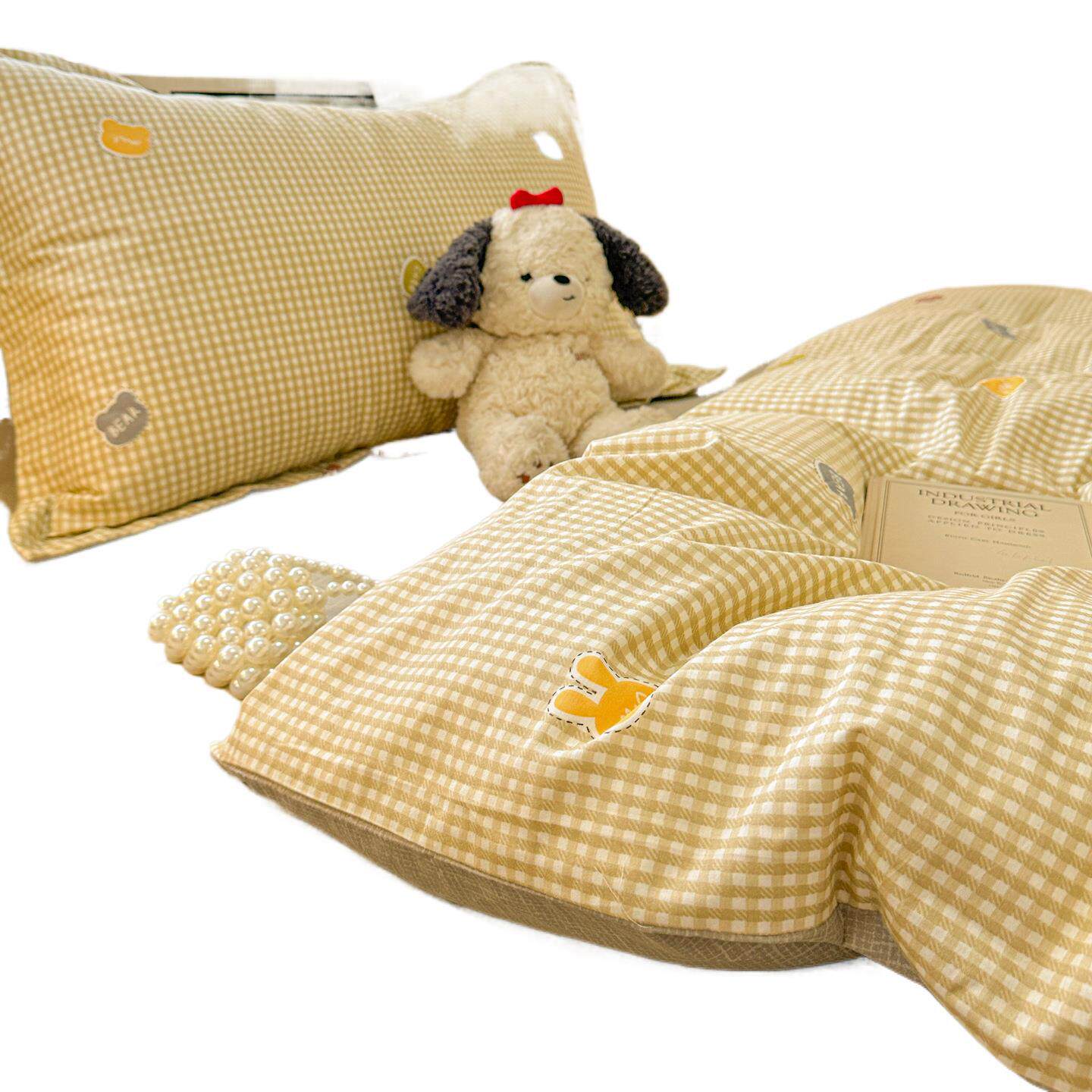 New Four-Piece Set of 100% Cotton Cartoon Ins Style Quilt Cover Bed Sheets Quilt Cover Bedroom Three-Piece Set for Home Use