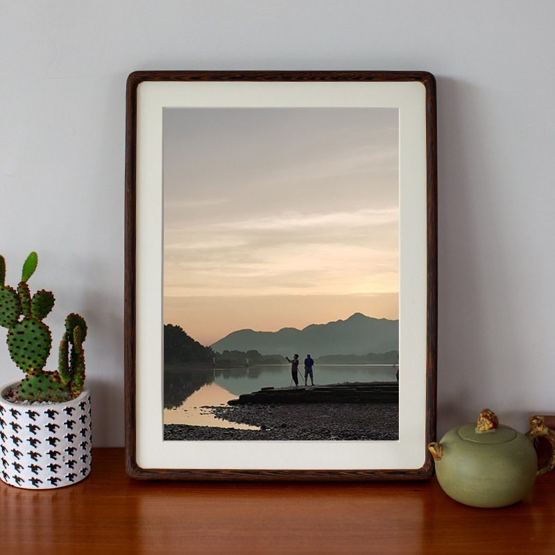 Solid Wood photo frame setting table 6/8/12 inch log picture frame mounted and washed photo frame wall a4 black walnut frame