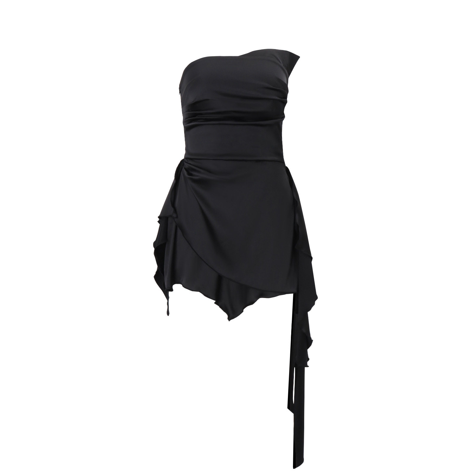 Chic Womens Strapless Dress Elegant Backless Design Ruching Detail Slim Fit Perfect for Winter Events Wholesale