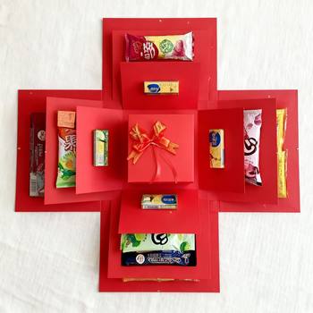 Four-in-one gift box surprise explosion snack box Valentine's Day explosion gift box Children's Day candy packaging box