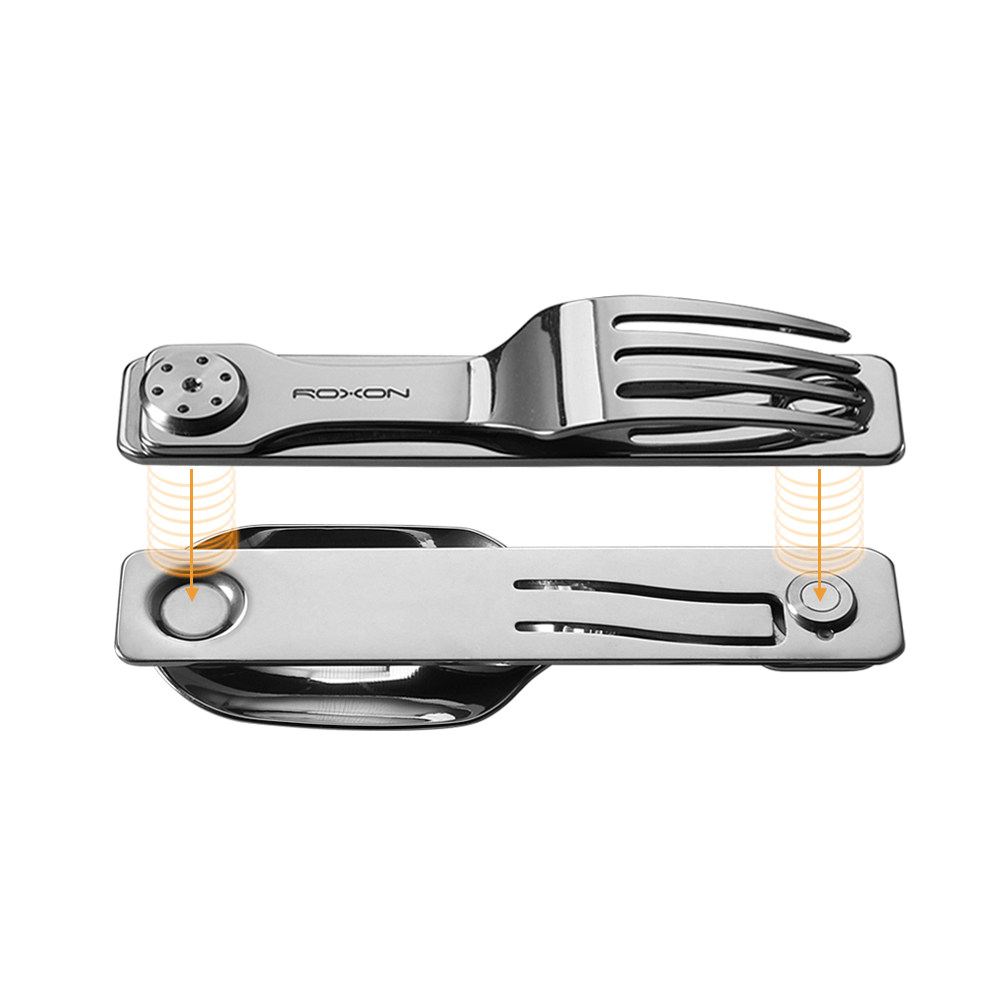Ron Stainless Steel Practical Rosen Fork and Spoon Xo Outdoor Camping Style Stacking Equipment Series Multi-Purpose Portable Tableware