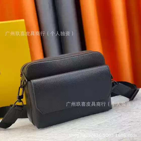 New European and American Fashion Large Capacity Men's Bag Portable Travel Organizer Crossbody Bag Shoulder Bag Lychee Pattern Messenger Bag