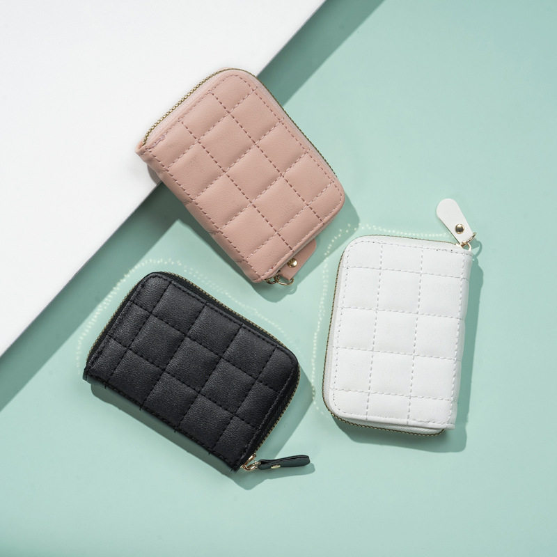 Hot-Selling Embroidered Accordion Card Holder, Fashionable Plaid Multi-Card Slot Id Holder, Credit Card Holder, Mini Coin Card Holder