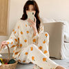 Pure Cotton Gauze Moon Clothing Spring and Summer Thin Long Sleeve Large Size Pregnant Women's Nursing Pajamas Autumn and Postpartum Nursing Home Clothing