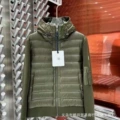Army green hooded down jacket
