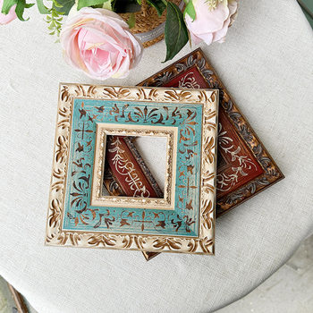 American-Style Frame, French Retro Oil Painting, Blue Custom Wooden Framed Wooden Picture Frame, Solid Wood Self-Assembled Photo Frame