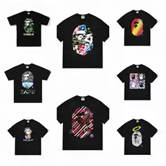 2024 Cross-border Men's Casual Round Neck Distinctive Printed T-shirt Loose Short-sleeved T-shirt for Men and Women Couple