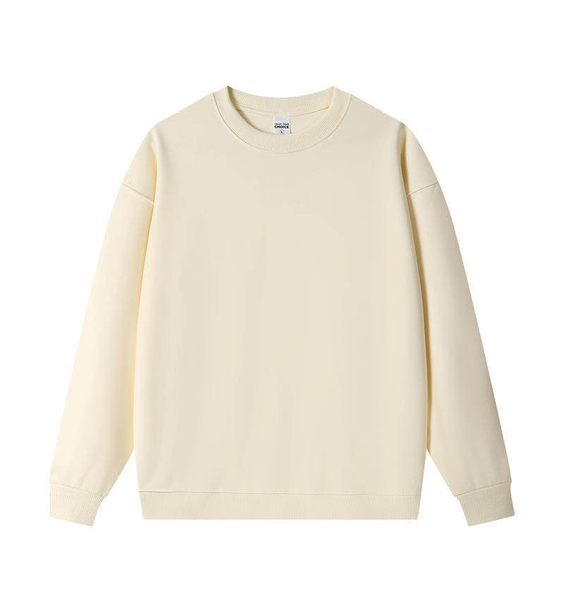 春秋款重磅350g纯棉复合圆领套头卫衣男潮牌纯色简约基础款打底衫