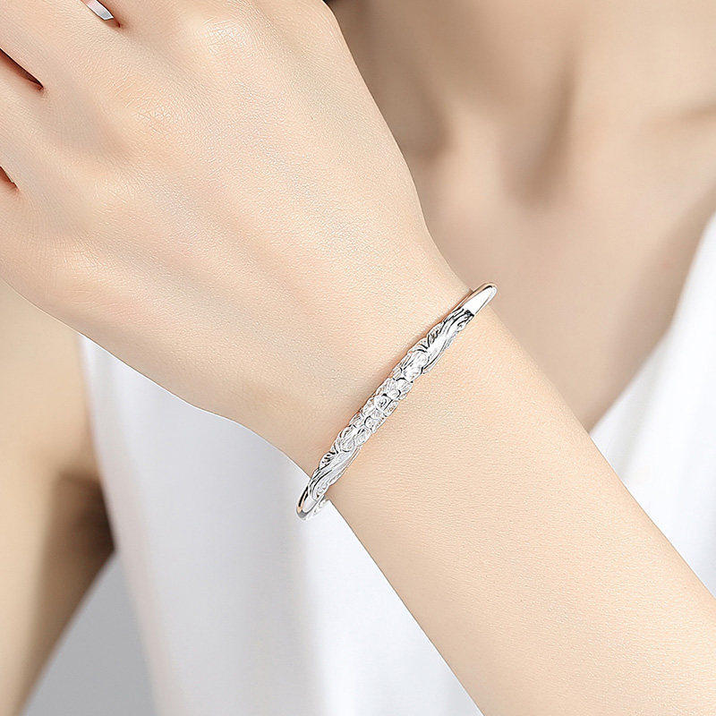 Drunk flower Yin bracelet white copper silk bracelet blooming flowers like brocade young fashion gift for girlfriend open heart