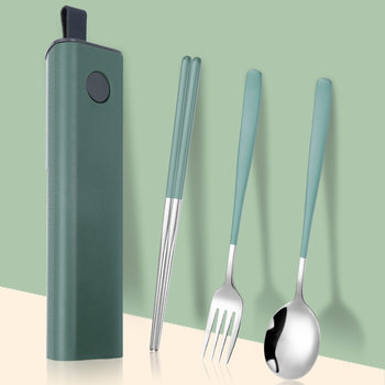 Pull-type 304 Stainless Steel Portable Tableware Company Gift Student Outdoor Travel Fork Spoon Chopsticks Set