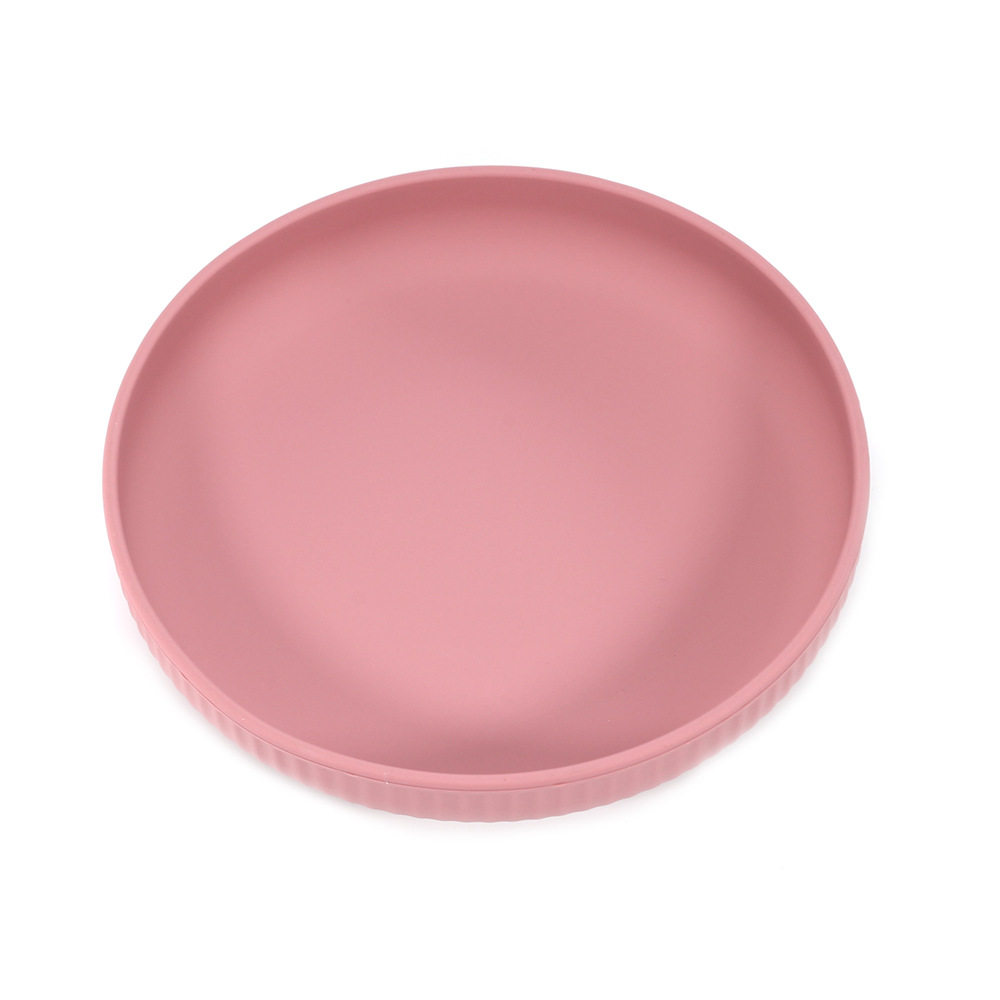 temu cross-border labelable food grade silicone plate striped edge high quality child feeding sucker plate