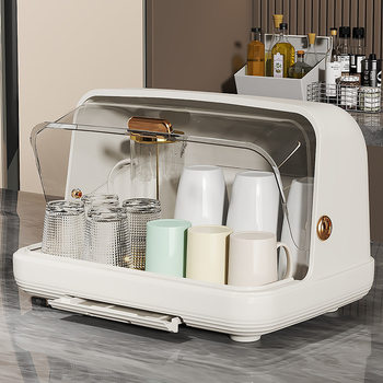 Desktop Cup Storage Rack Water Cup Storage Box Dust-Proof and Insect-Proof Tea Cup Storage Box Tray Drain Cup Rack