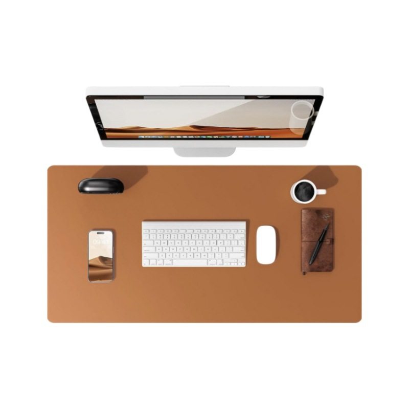 Mouse Pad Oversized Dirty-Resistant Office Waterproof Eye Protection Advanced Computer Pad Desk Pad PU Leather Solid Color Pattern Logo