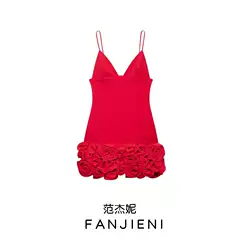 ZR foreign trade wholesale European and American style women's fashion temperament convex decoration flower design short dress 4772336